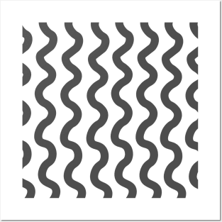 Grey vertical wavy curly lines pattern Posters and Art